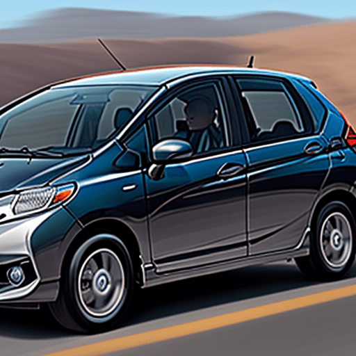 AI generated: A women with short hair using a hat driving her Honda Fit