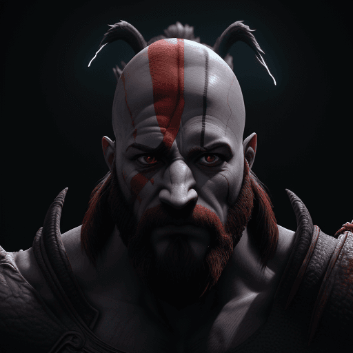 AI generated: Hyper realistic creature with four faces character design, Kratos, void arcanist, mist, photorealist...