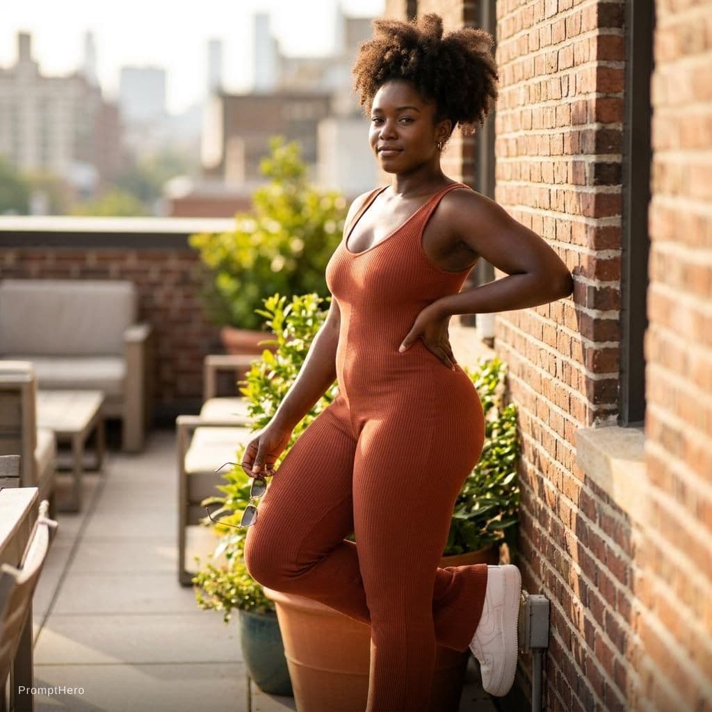AI generated: 1girl,black,ebony,thick,model pose,smirk,(full nude:1.2),(nipples:1.2),navel,wide hip,curvy,(ulzzang...