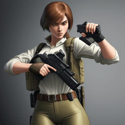 AI generated: an image of an animation character holding a gun, in the style of womancore, comic art, realistic oi...