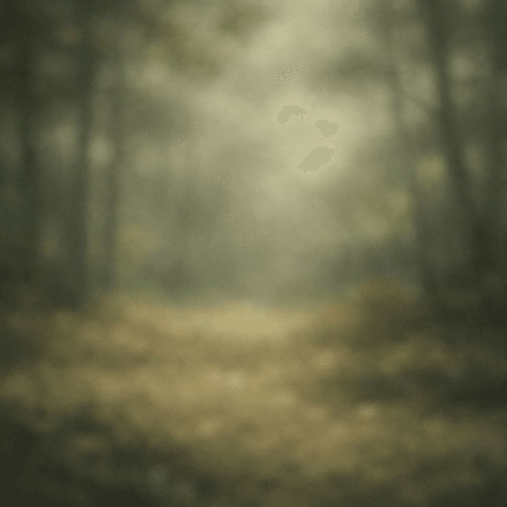 AI generated: Woodland background with soft focus and minimal detail, subdued lighting, copy space, 1:1