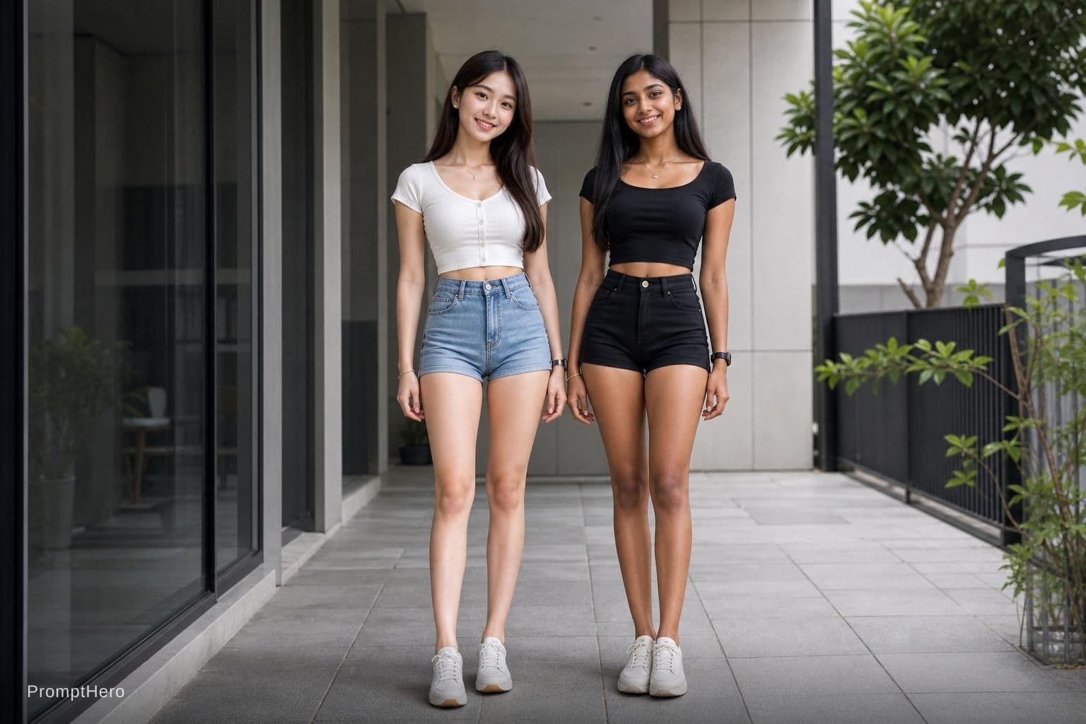 AI generated: Tem  este Malaysia girls  Chinese and Indian  small head and hands and legs taller