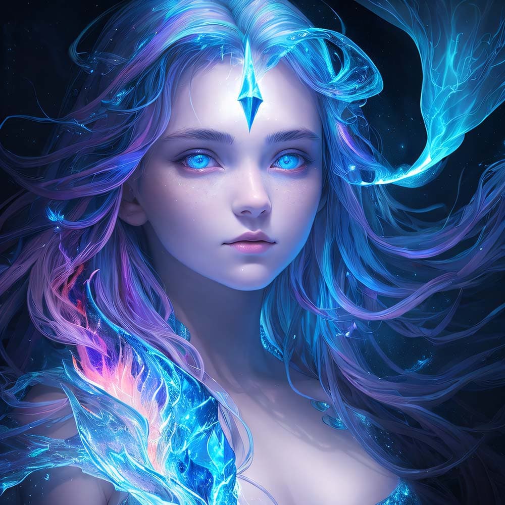 AI generated: ((best quality)), ((masterpiece)), (detailed), beautiful face, portrait, 1girl with magic lightning ...