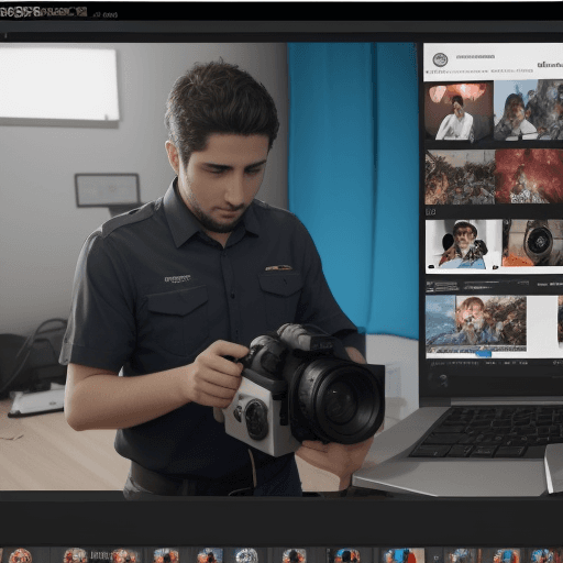 AI generated: hombre ofreciendo un servicio de edicion de videos cortos