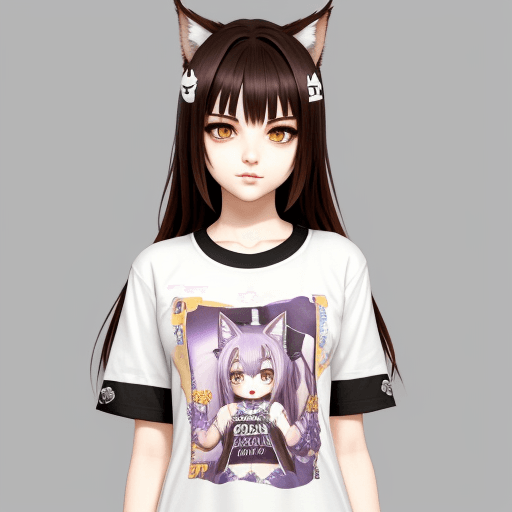AI generated: Nekopara vanilla, nirvana shirt