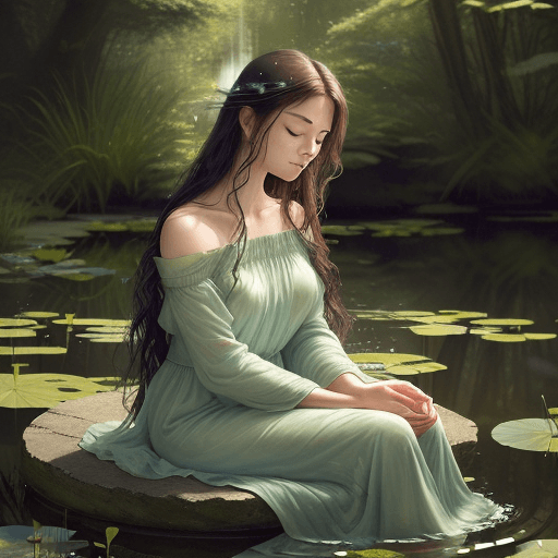 AI generated: A breathtaking high-resolution photograph captures a woman in deep contemplation, her eyes closed an...