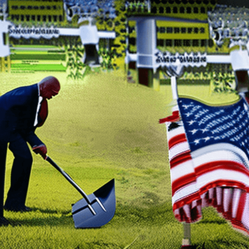 AI generated: democrat with shovel burying America, no longer  a nation under God 