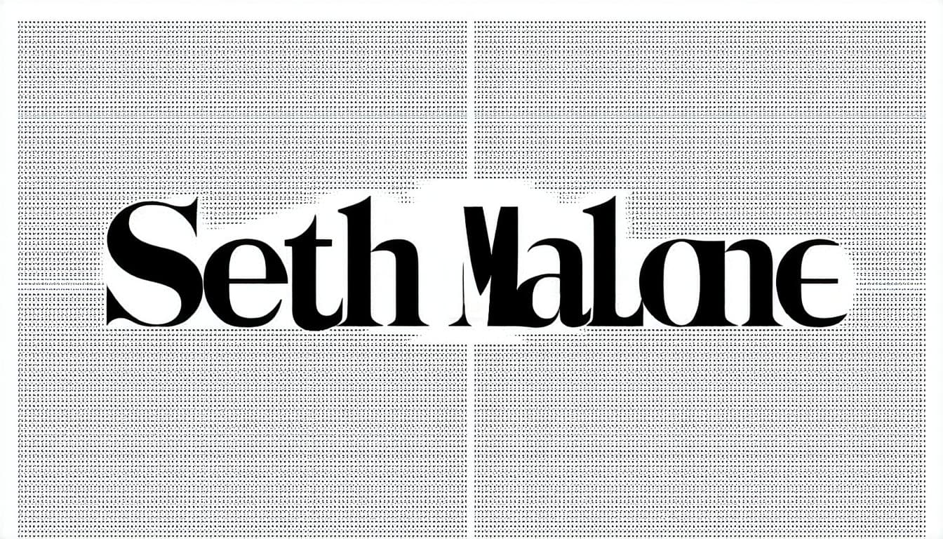 AI generated: The text “Seth Malone” designed as a bold, iconic magazine cover masthead. randomize
