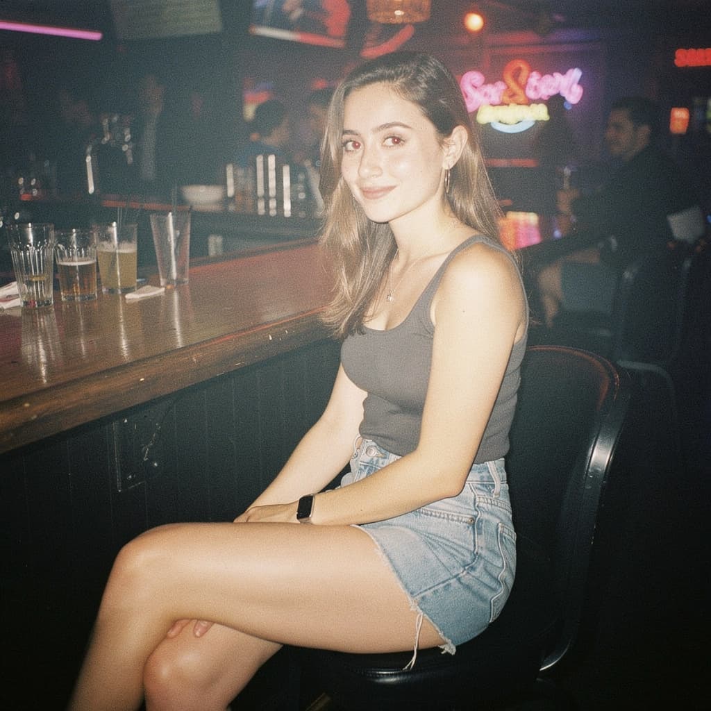 AI generated: photo taken with a compact digital camera from the early 1990s, grainy, saturated colours, flash pho...