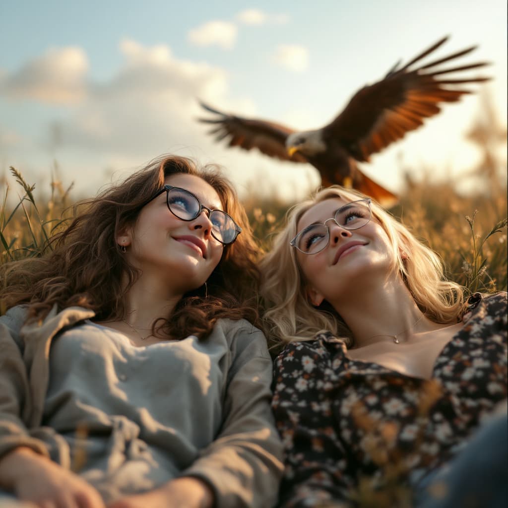 AI generated: High resolution photography A photorealistic image of Two female college students, a female, wearing...