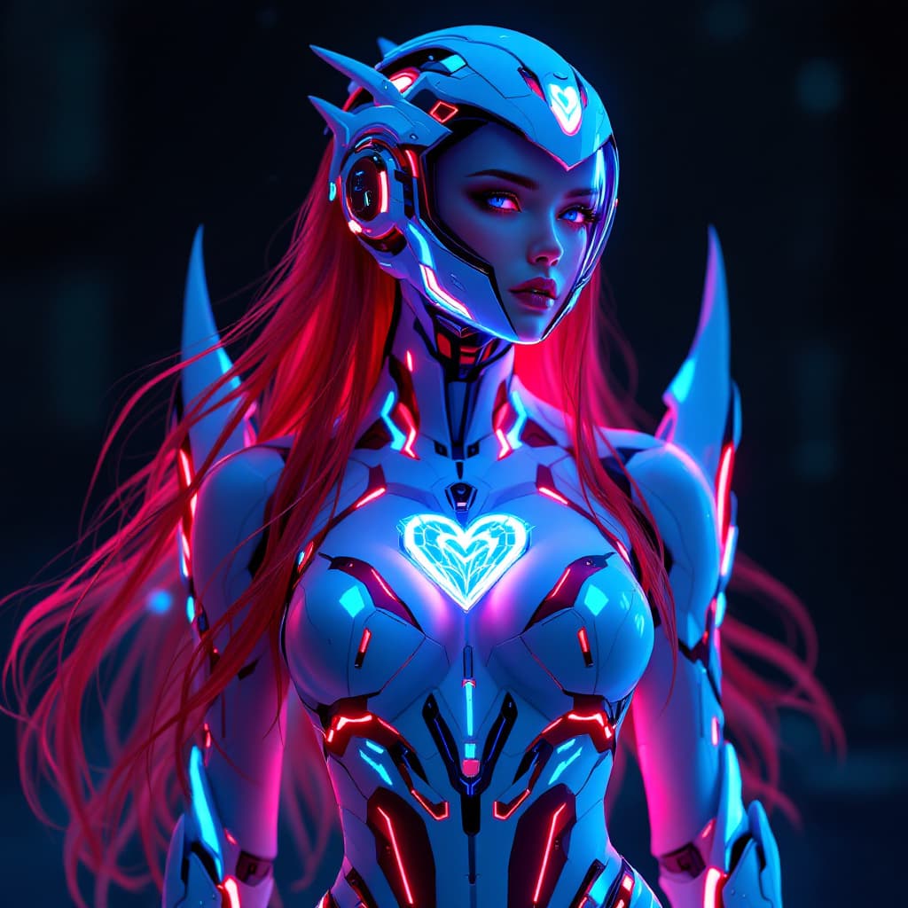 AI generated: a woman that is standing in the dark, tron angel, trending on cgisociety, enchantress, inspired by E...