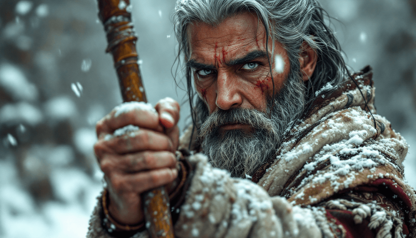 AI generated: hyper realistic . 2. Close-up of Parushat’s hands gripping a spear tightly, old scars visible on her...