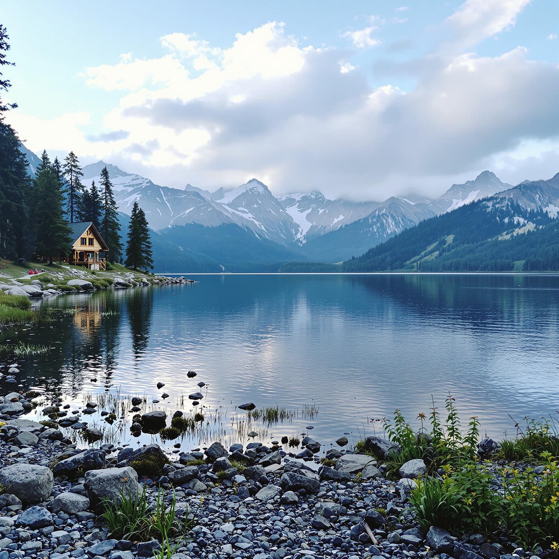 AI generated: Lake cabin

