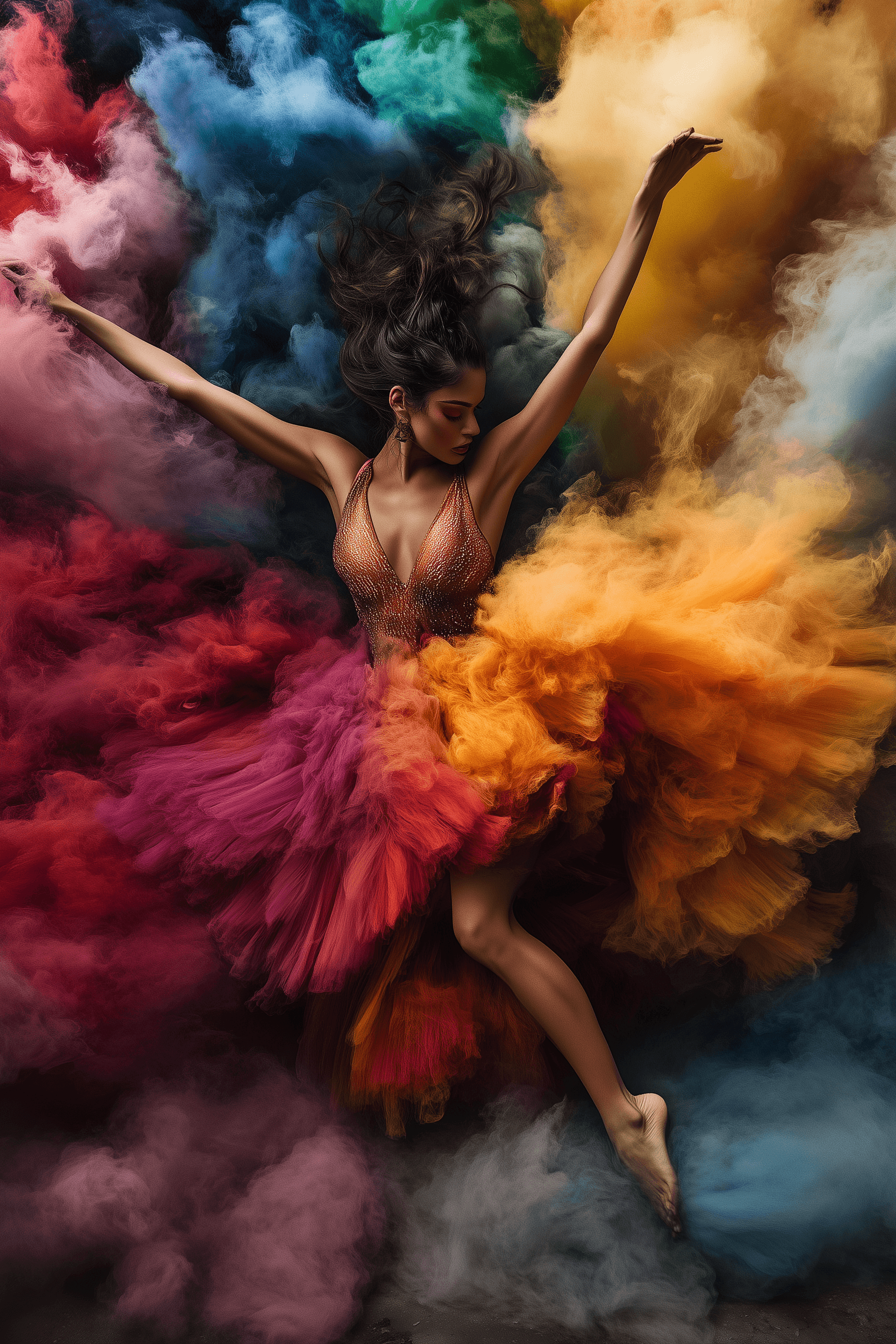 AI generated: Color of Movement Dance Art Work --ar 2:3 --style raw --profile kudquvj --stylize 600 --v 6.1