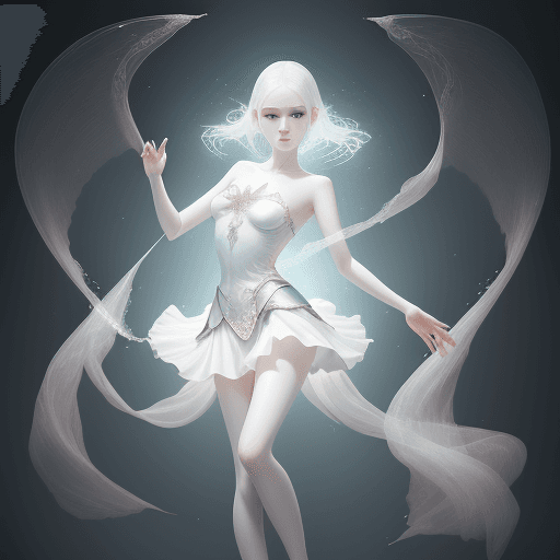 AI generated: a gorgeous girl with delicate features,full body,sliver big eyes,pale white skin,Gauze skirt, slende...