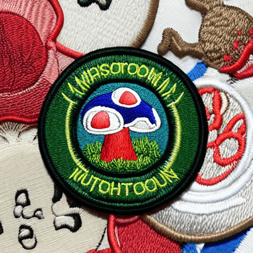 AI generated: Hyper realistic embroidered mushroom identification merit badge design for professional embroidery m...