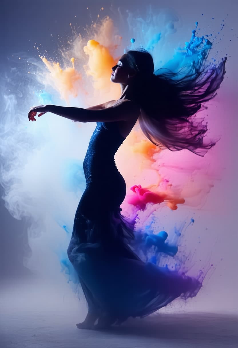 AI generated: Color of Movement Dance Art Work --ar 2:3 --style raw --profile kudquvj --stylize 600 --v 6.1