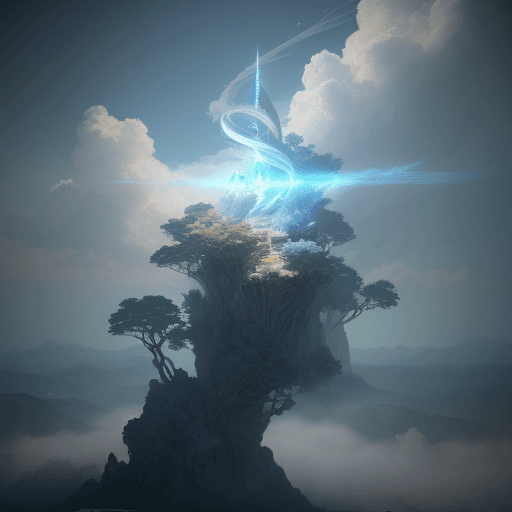 AI generated:  the realm of the Air, magical winds environment, spirits of the air and wind floating around, textu...