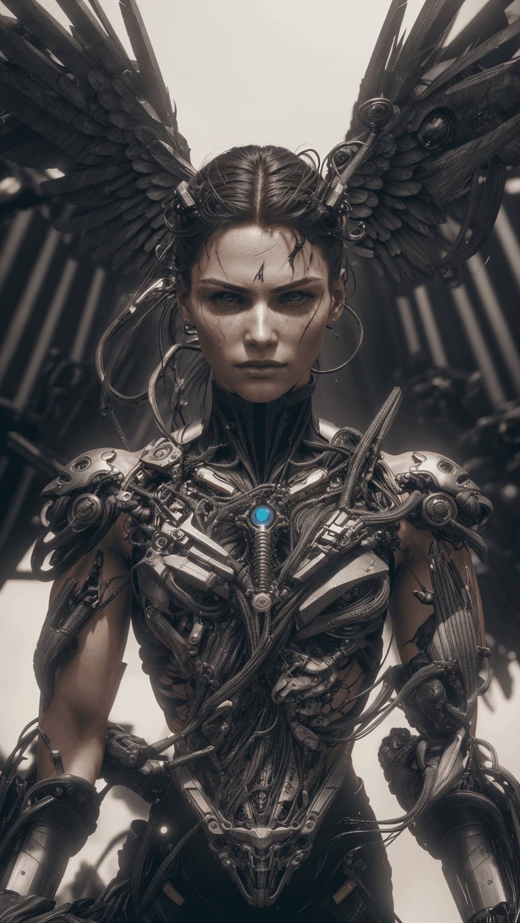 AI generated: Hyperrealistic art Hyperrealistic art fashion magazine cover, professional 3d model (mechanical ange...