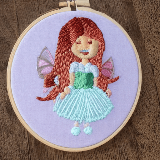 AI generated: Hyper realistic embroidered fairy for machine 
