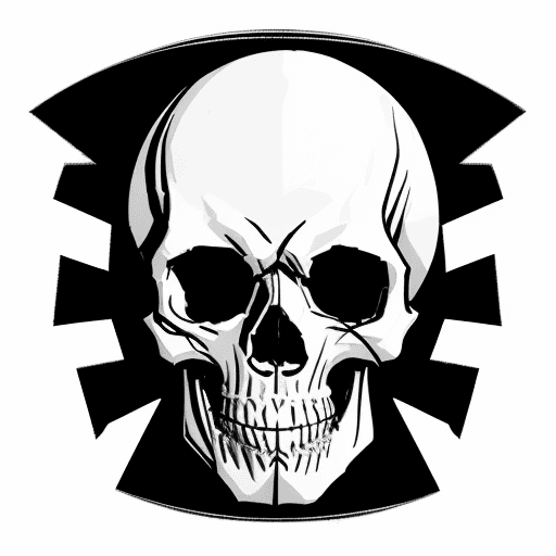 AI generated: High resolution skull logo on black and white png