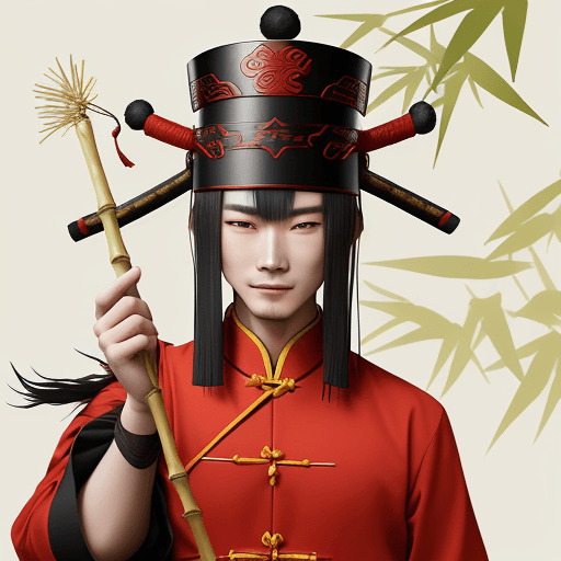 AI generated: in style of Wu Guanzhong, character chart,a Chinese young warrior character,Chinese martial arts cos...