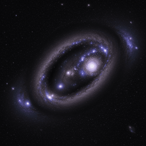 AI generated: enormous giantess, minuscule galaxy in front of her 