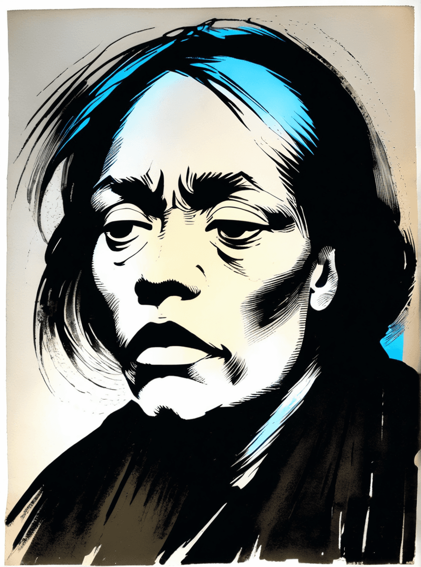 AI generated: a lithograph draw of a woman, (by Käthe Kollwitz:1.6) , (by Hans Hartung:1.3) 