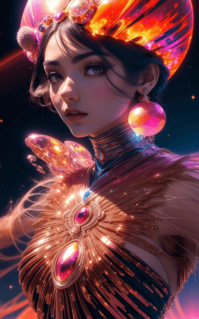 AI generated: Fashion on Mars like Persian style , futuristic , using iranian elements , persian patterns for fabr...