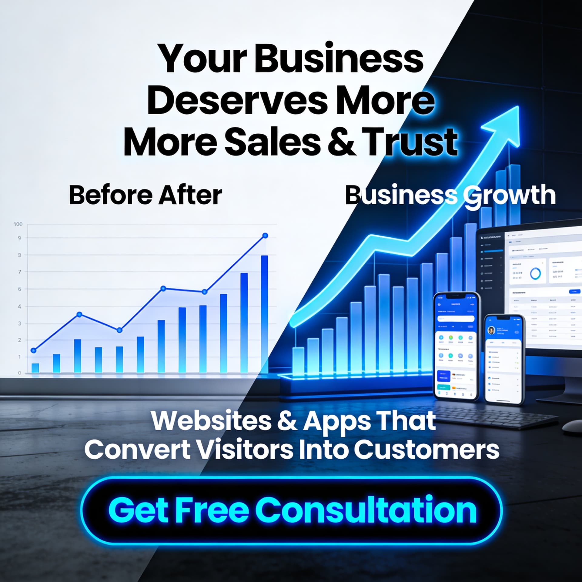 AI generated: Design a powerful social media ad for a web & app development agency.
Emphasis on results and conver...