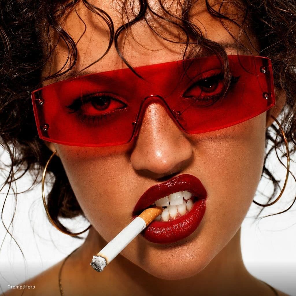 AI generated: {
  "subject": {
    "gender": "female",
    "pose": "extreme close-up of face, lips parted bitin...