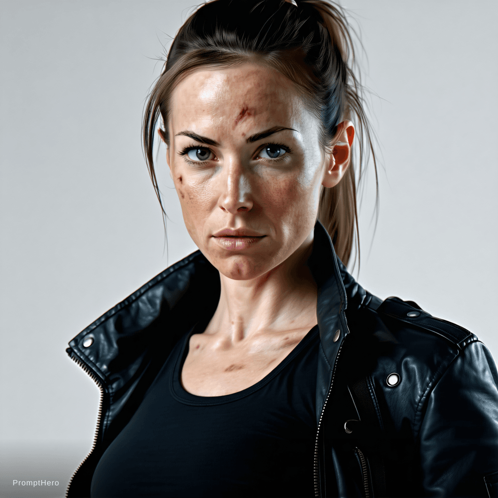 AI generated: Prompt
A hyper-realistic cinematic character portrait of a female action-movie lead (late 20s to ear...
