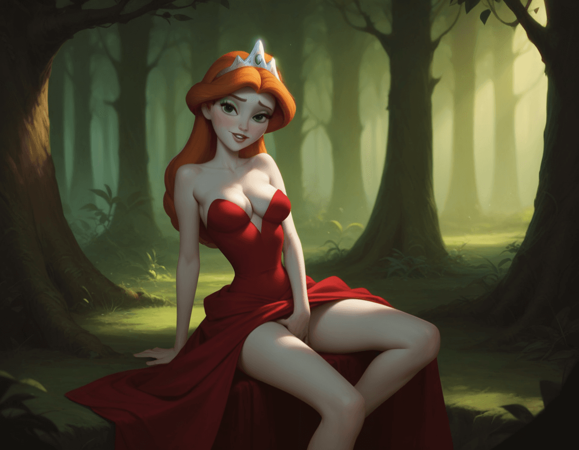 AI generated: score_9, score_8_up, score_7_up, Disney, Princess, adult theme, enchanted forest, princess_dress, mi...