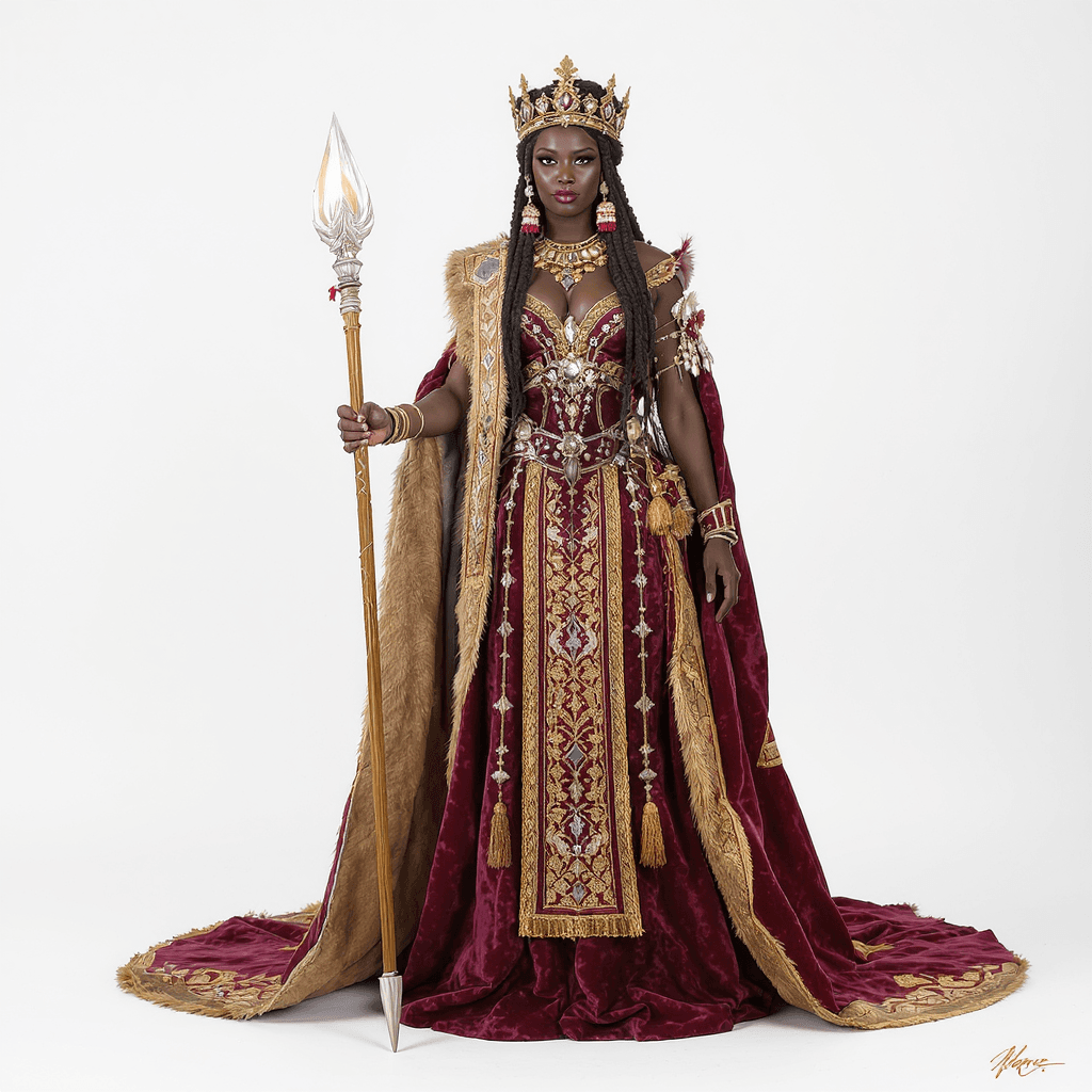 AI generated: 
full-body hyper-realistic view of Queen Nanny of the Maroons.
