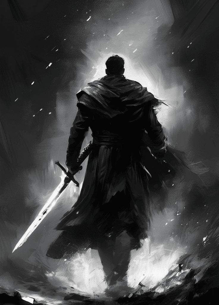 AI generated: He was a legend, calm, majestic, desperate, unstoppable, digital painting, expressionism, dramatic, ...