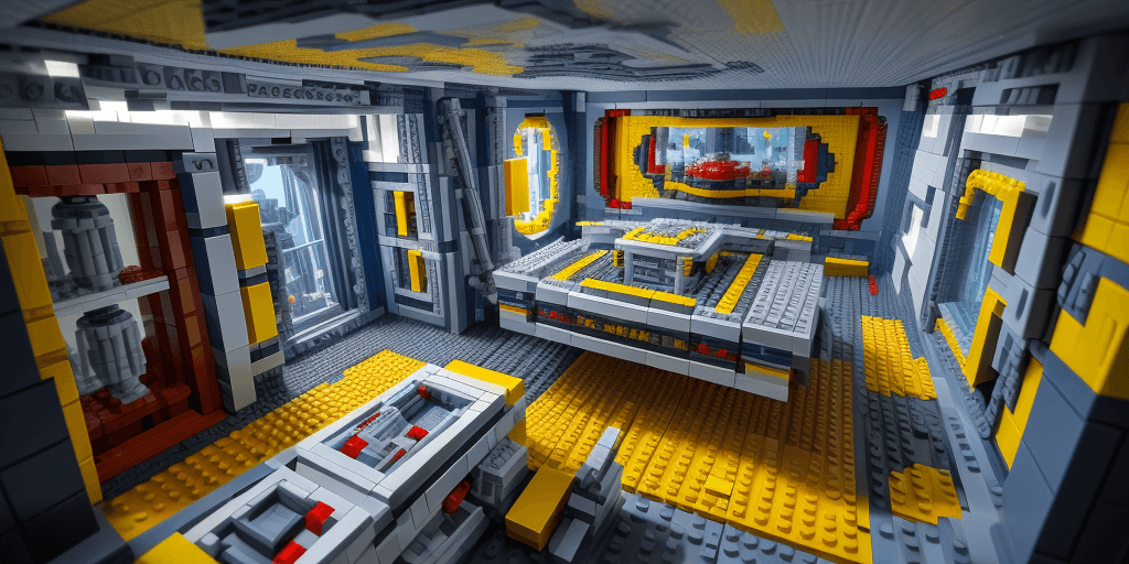 AI generated: inside of a lego spaceship
