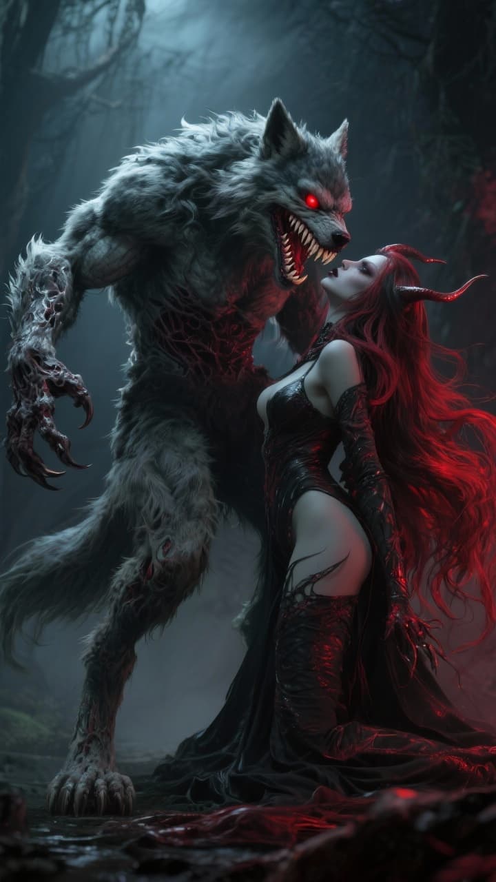 AI generated: The Rougarou: A extreme nightmare version, highly detailed, advanced 3D techniques, distorted featur...