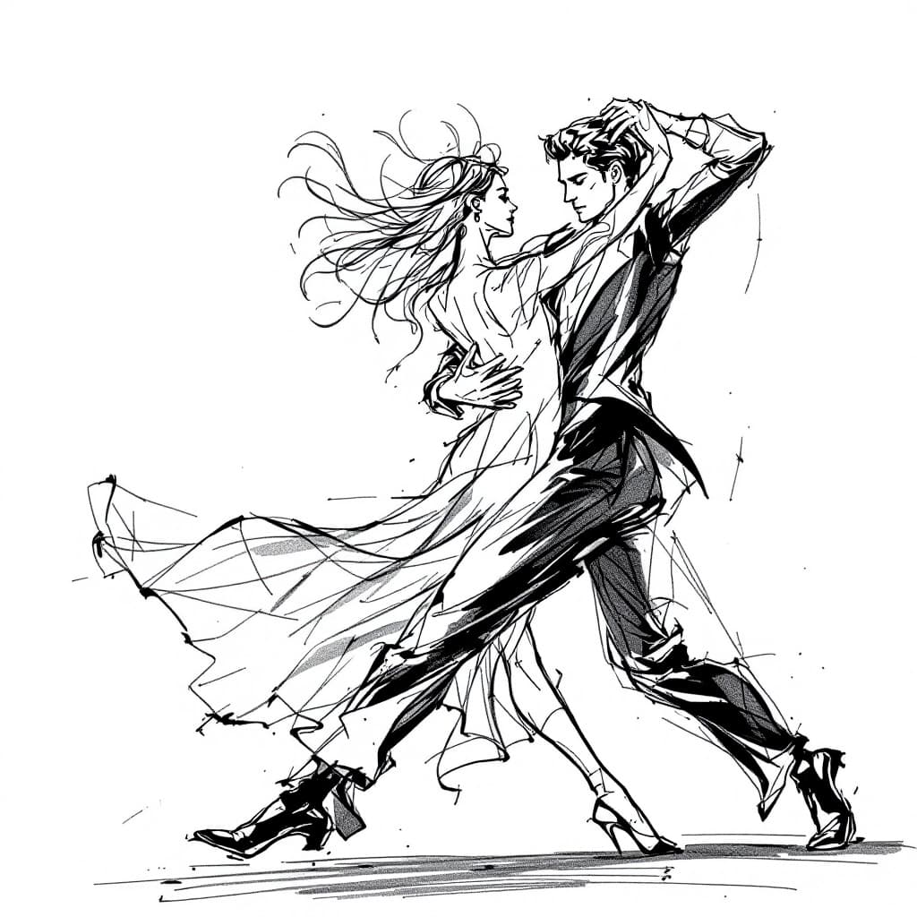AI generated: reference art sketch of a woman dancing, art reference sketch, pose reference, sketch,outline sketch...