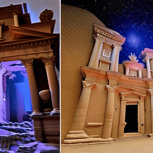 AI generated: treasury on petra turned into santa's grotto