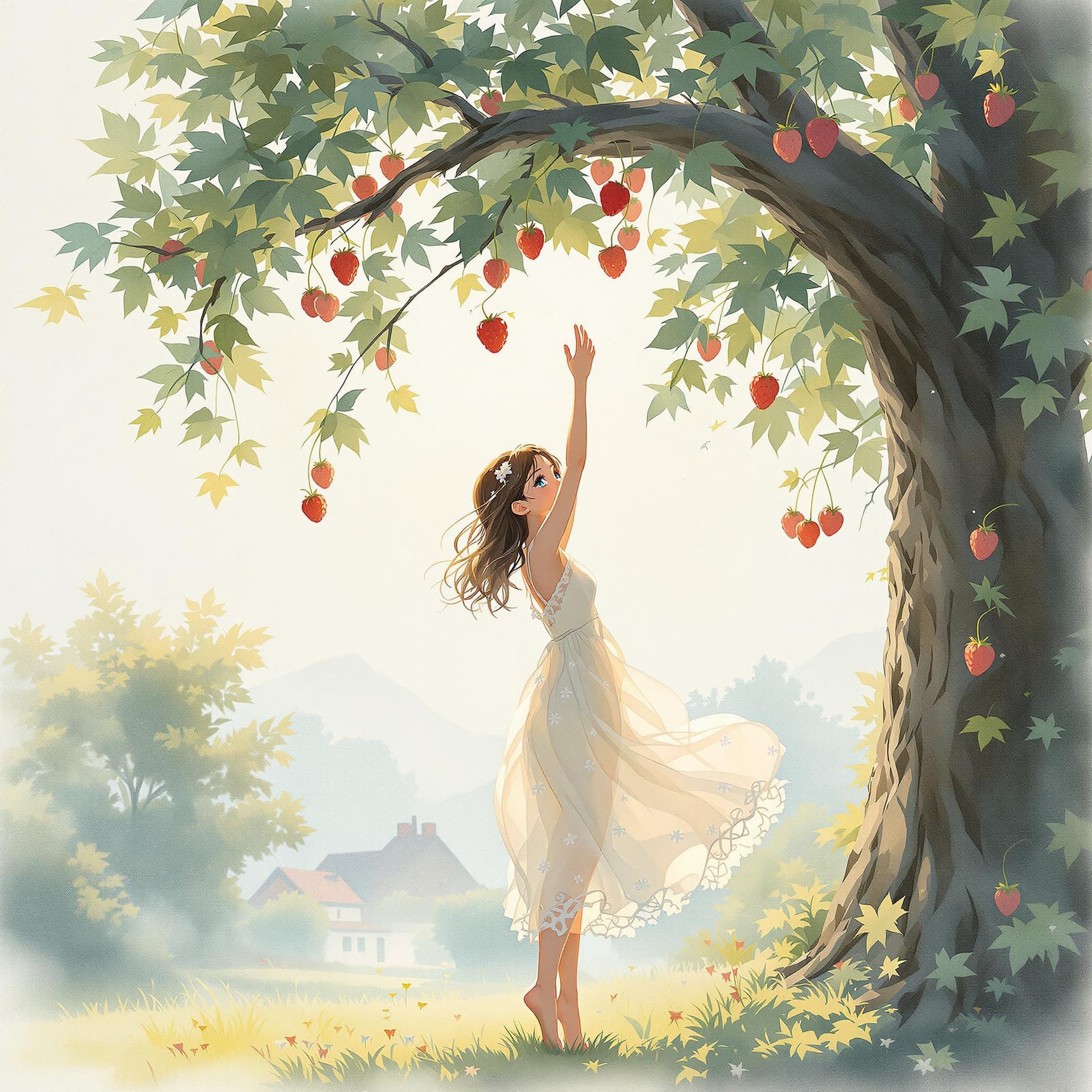 AI generated: A delicate, ultra-HD watercolor painting in the style of Studio Ghibli, with exquisite brushstrokes....