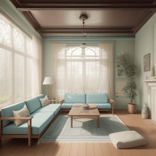AI generated: High resolution photography interior design, dreamy sunken living room conversation pit, wooden floo...