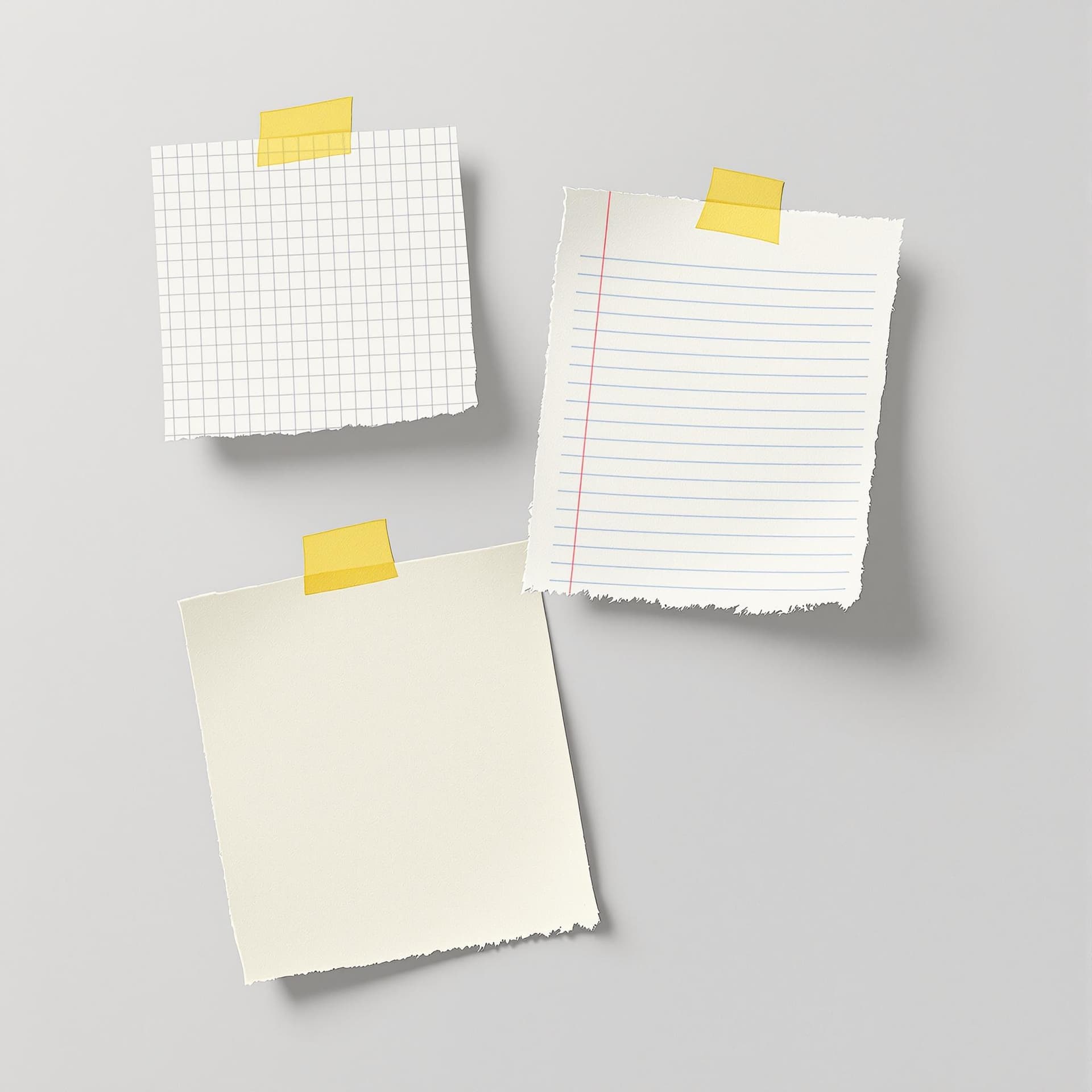 AI generated: Create a visual of three sticky notes on a light gray background. The first note should have a grid ...