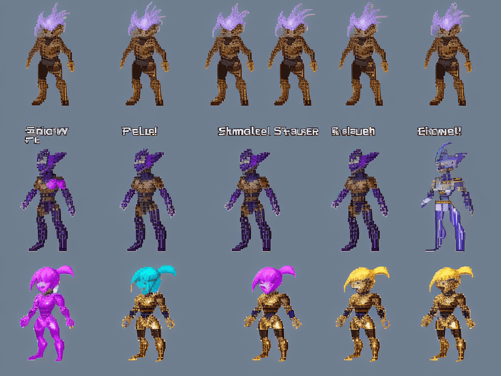 AI generated: make an 2d pixel animated sprite sheet. can u make a pixel animated sprite sheet? The character has ...