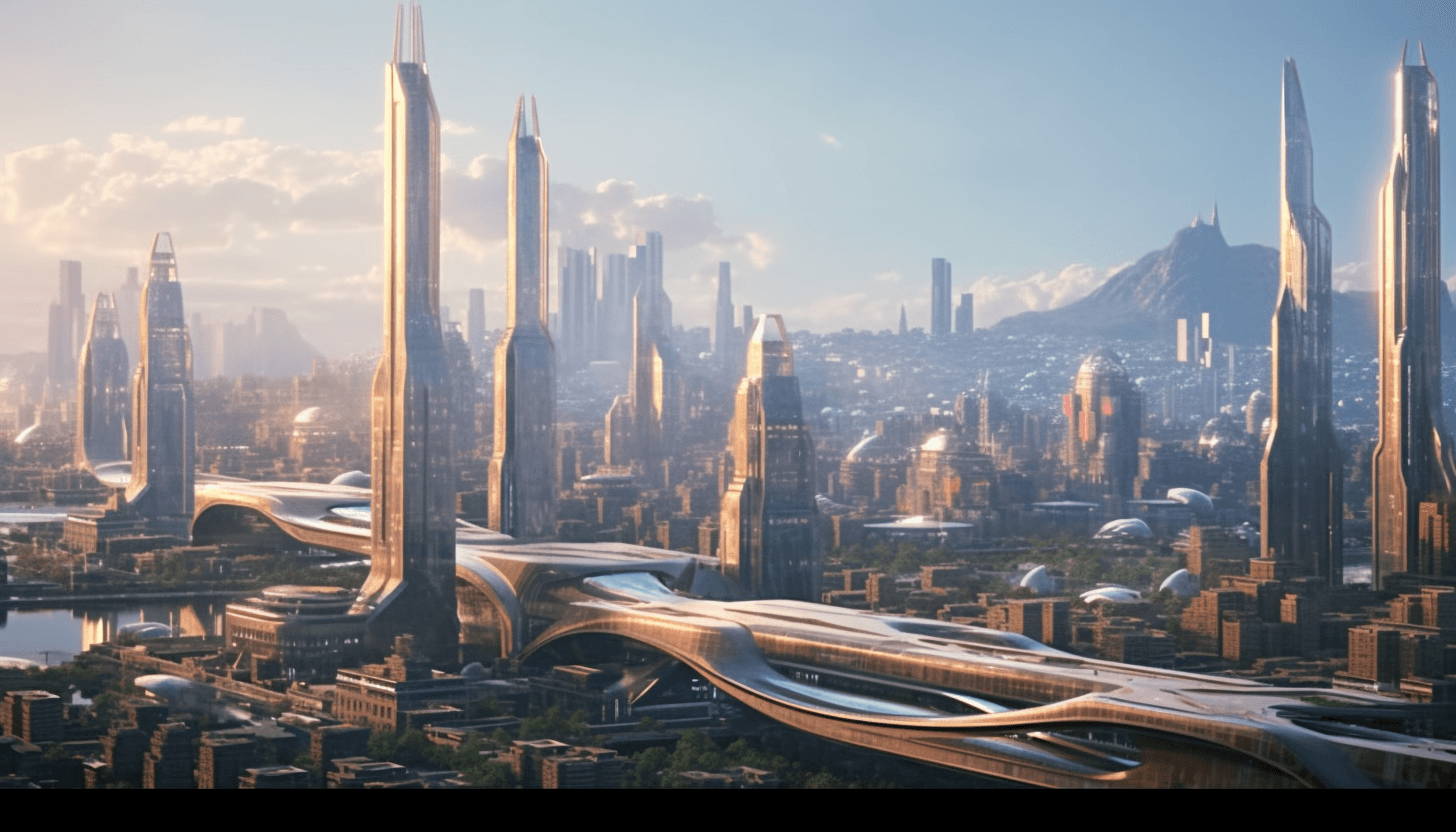 AI generated: city, future, sci fi --no draft, grainy, long neck, Deformed, blurry, duplicate artifacts, haze, low...