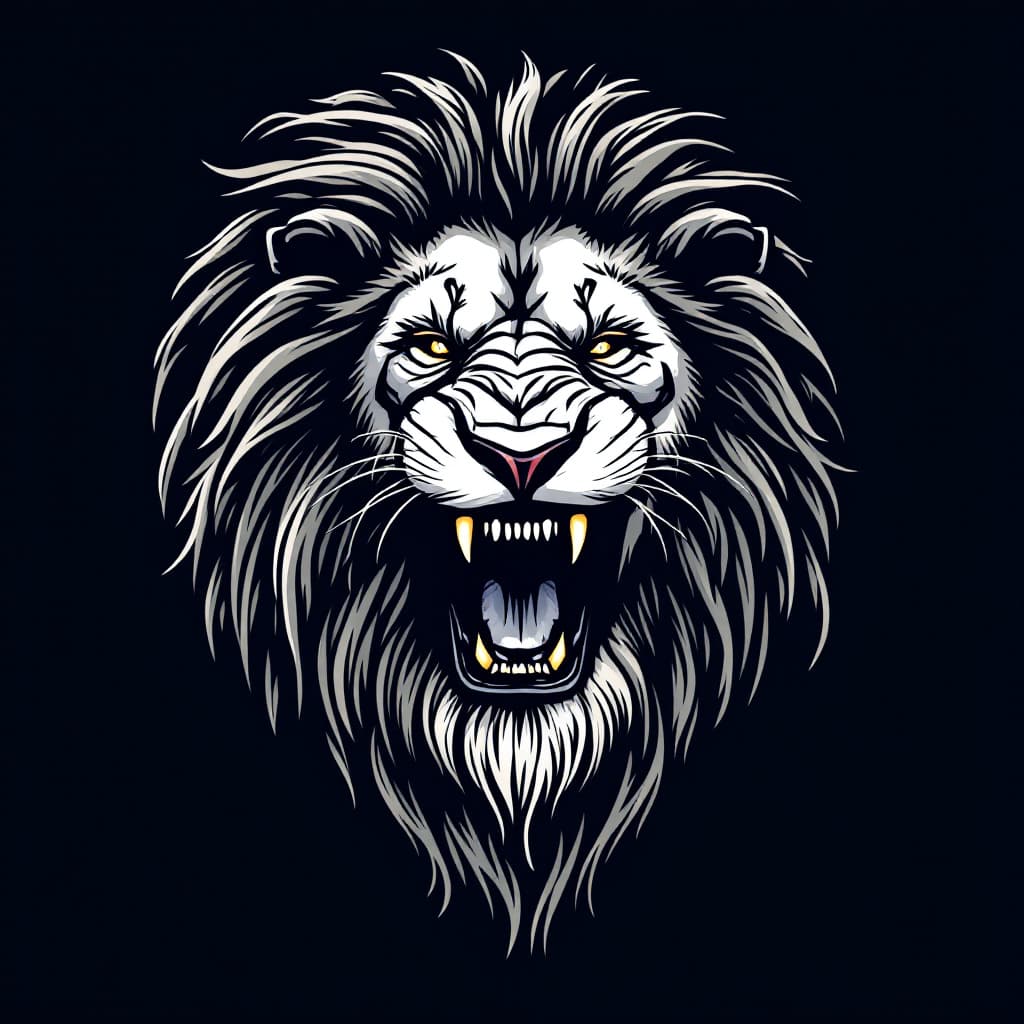 AI generated: vector style roaring lion head with dreads 
