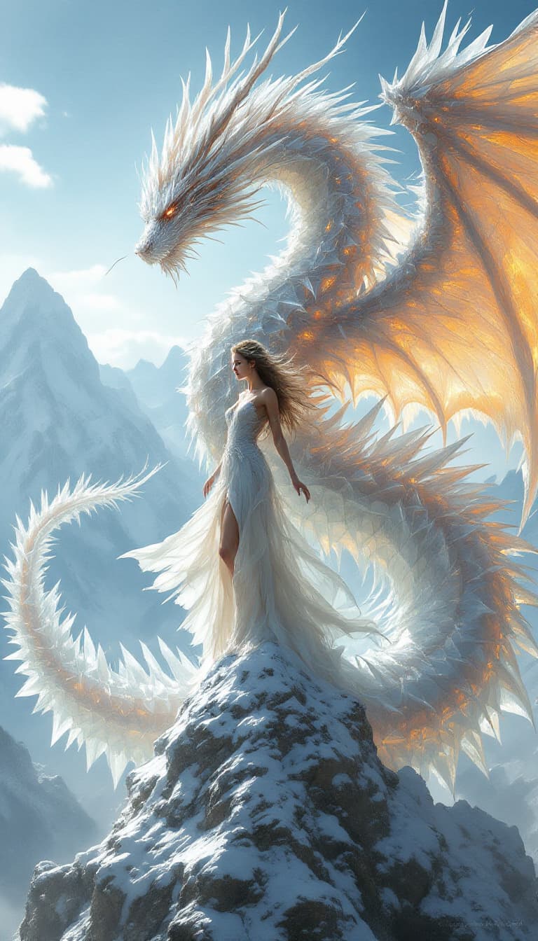 AI generated: 1. A breathtaking, full-body depiction of a woman shapeshifting into a magnificent, crystalline drag...