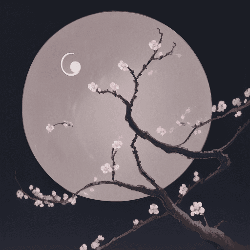 AI generated: A painting of a plum blossom with the moon in the background, inspired by George Lacom, James A. R. ...