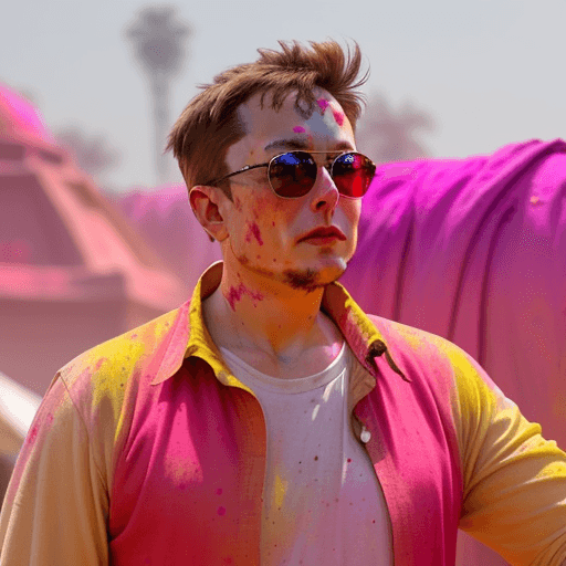AI generated: elon musk wearing indian outfit in india on holi festival