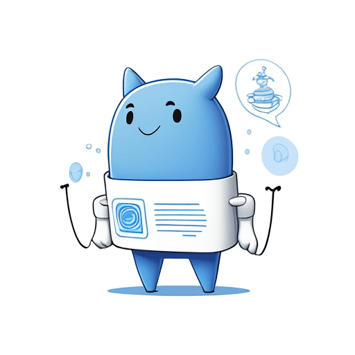 AI generated: Create a whimsical blue line art illustration of a cartoon character is suitable for print on demand...