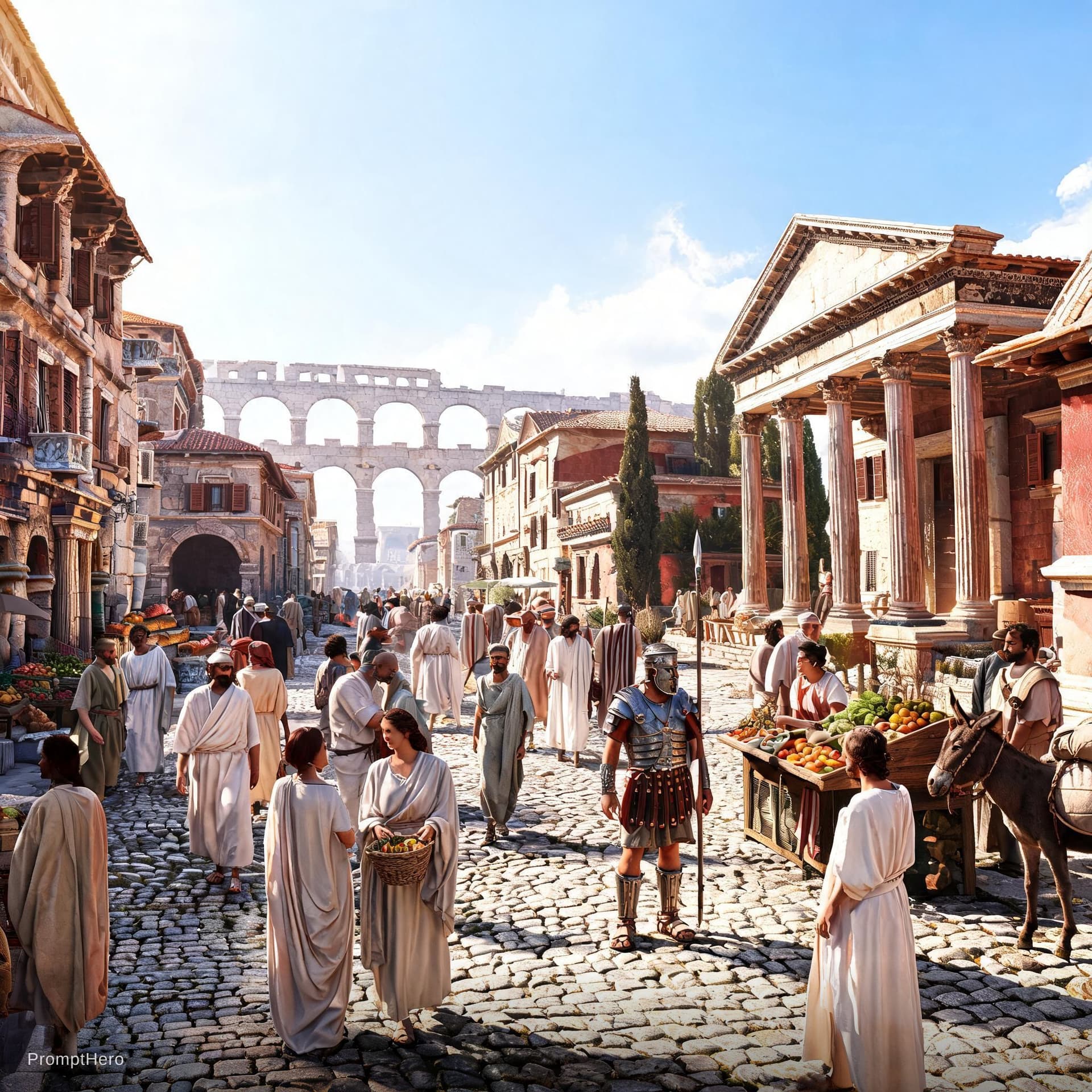 AI generated: crea video dell'antica Roma con persone e vistiti dell'epoca antica roma
